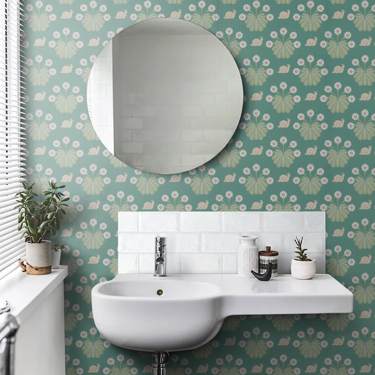 0260BUOCEAN - Burges Snail Wallpaper - Ocean - Little Greene