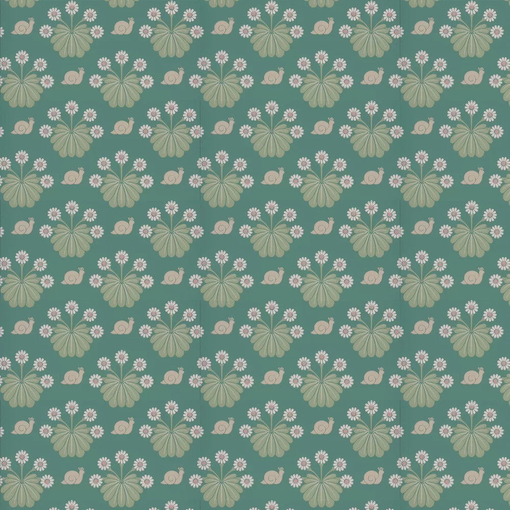 0260BUOCEAN - Burges Snail Wallpaper - Ocean - Little Greene