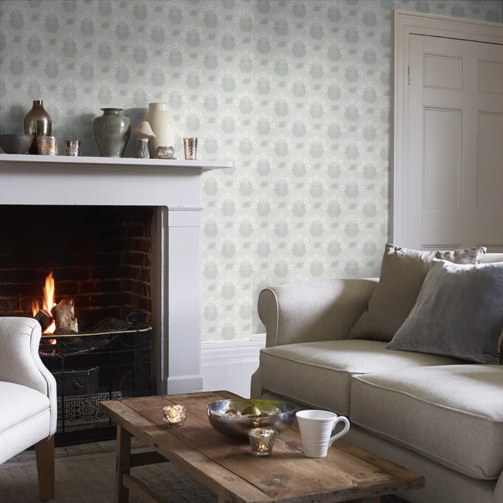 0260BUSILVE - Burges Snail Wallpaper - Silver - Little Greene