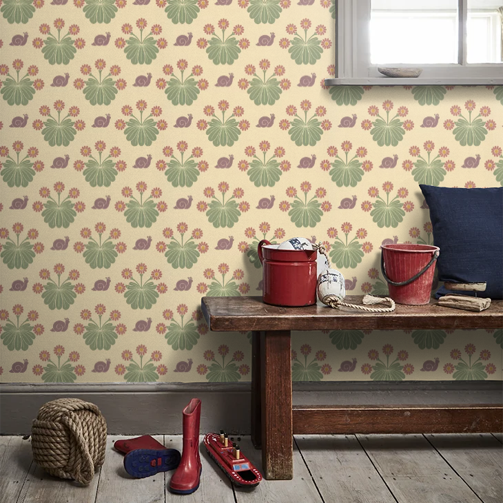 0260BUTRAVE - Burges Snail Wallpaper - Travertine - Little Greene