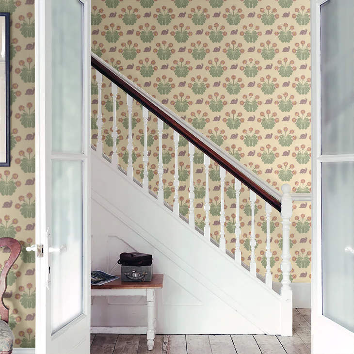0260BUTRAVE - Burges Snail Wallpaper - Travertine - Little Greene