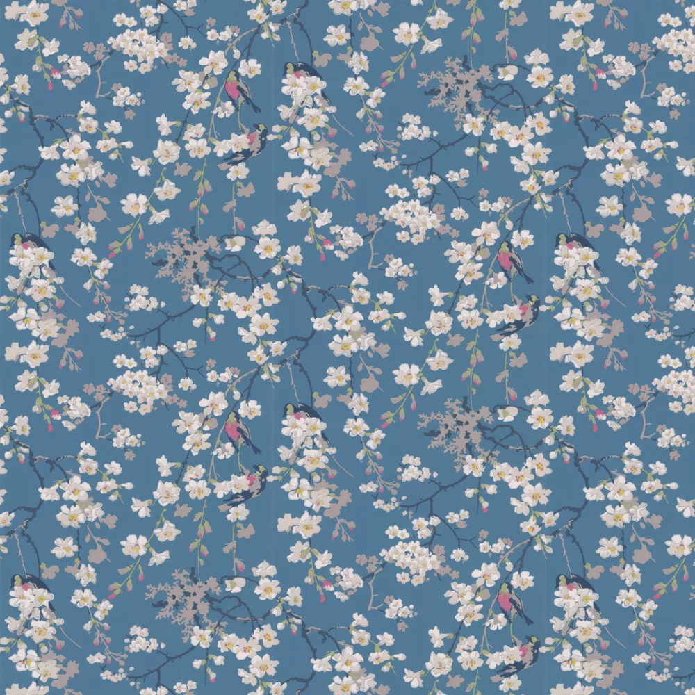 0260MADEEPZ - Massingberd Blossom Wallpaper - Deep Blue - Little Greene