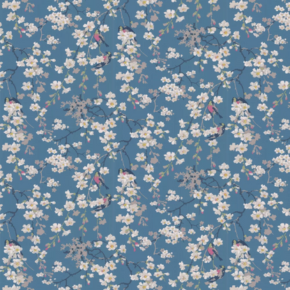 0260MADEEPZ - Massingberd Blossom Wallpaper - Deep Blue - Little Greene