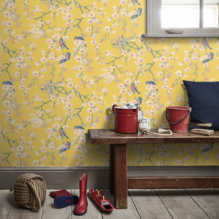 0260MAYELLO - Massingberd Blossom Wallpaper - Yellow - Little Greene