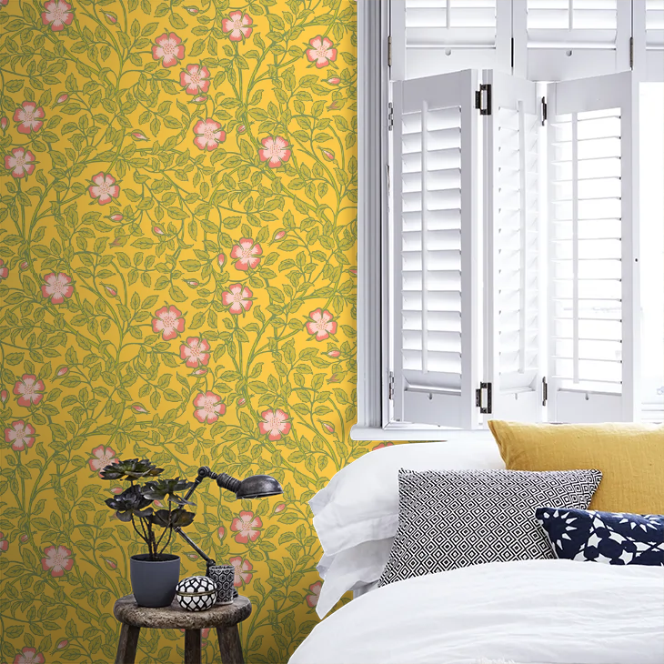0263BRINDIA - Briar Rose Wallpaper - Indian Yellow - Little Greene