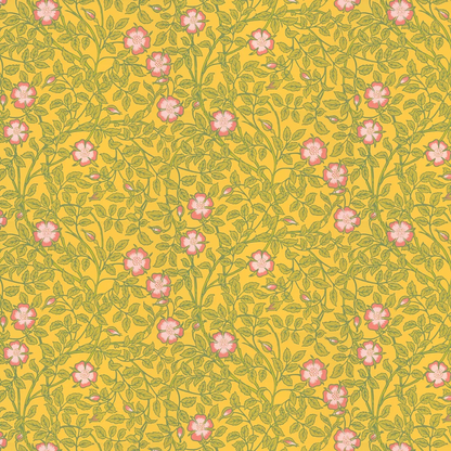 0263BRINDIA - Briar Rose Wallpaper - Indian Yellow - Little Greene