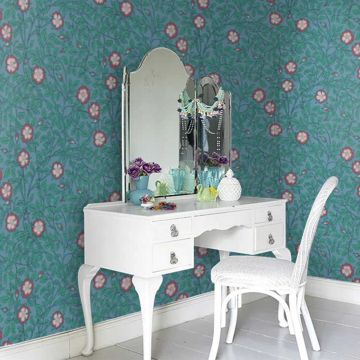 0263BRMARIN - Briar Rose Wallpaper - Marine Blue - Little Greene