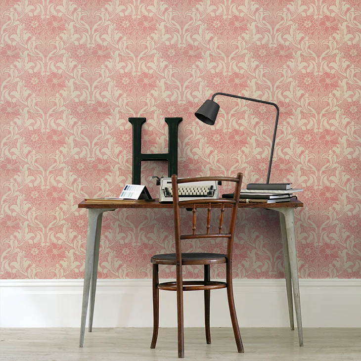 0263DACARMI - Dahlia Scroll Wallpaper - Carmine - Little Greene