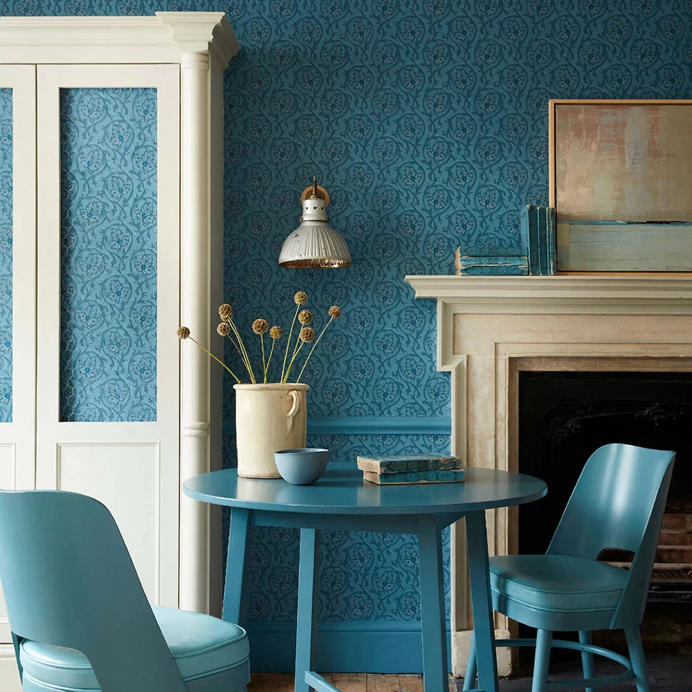 0263HOAIRFO - Hoja Wallpaper - Air Force Blue - Little Greene