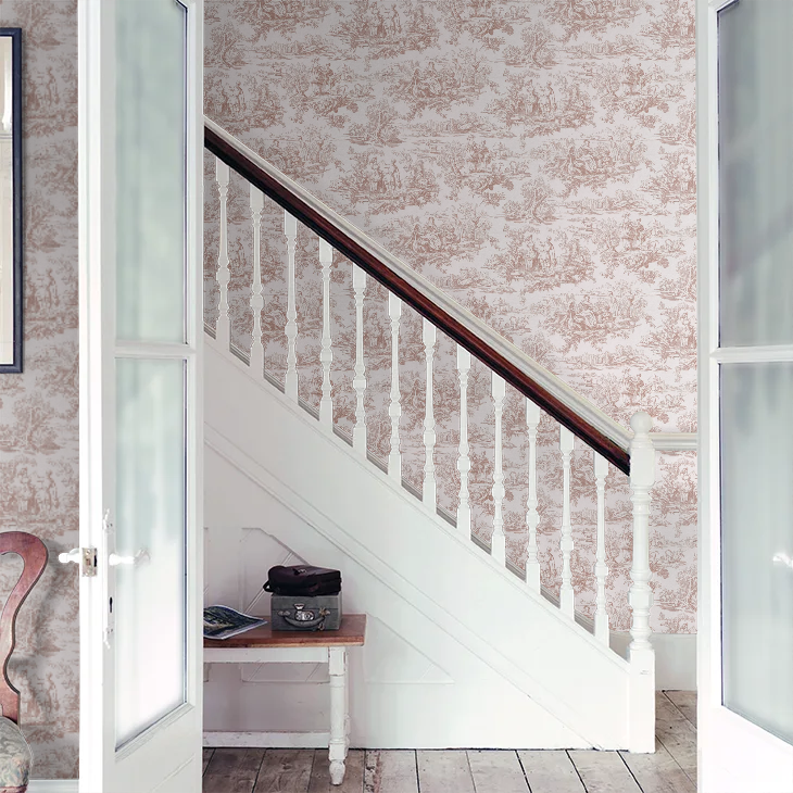 0263LOBLUSH - Lovers Toile Wallpaper - Blush - Little Greene