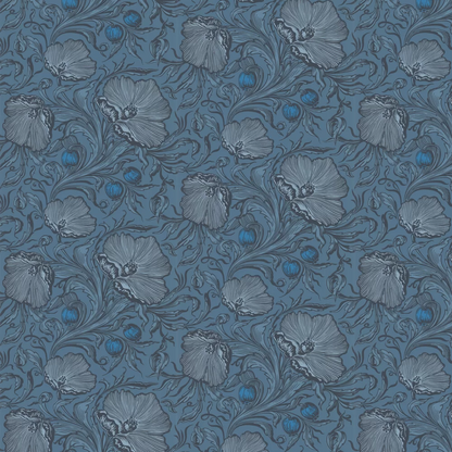 0263PTAIRFO - Poppy Trail Wallpaper - Air Force Blue - Little Greene