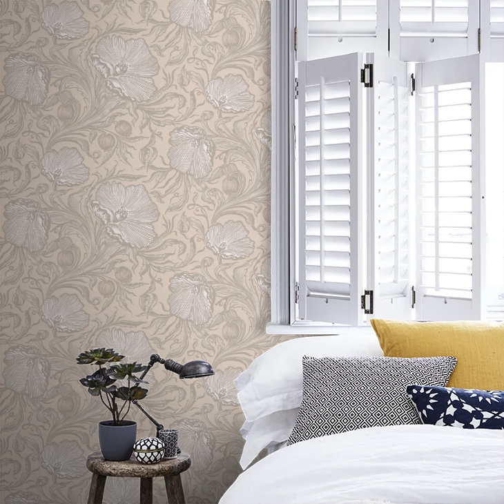 0263PTPORTL - Poppy Trail Wallpaper - Portland Stone - Little Greene