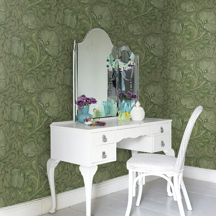 0263PTSAGEG - Poppy Trail Wallpaper - Sage Green - Little Greene