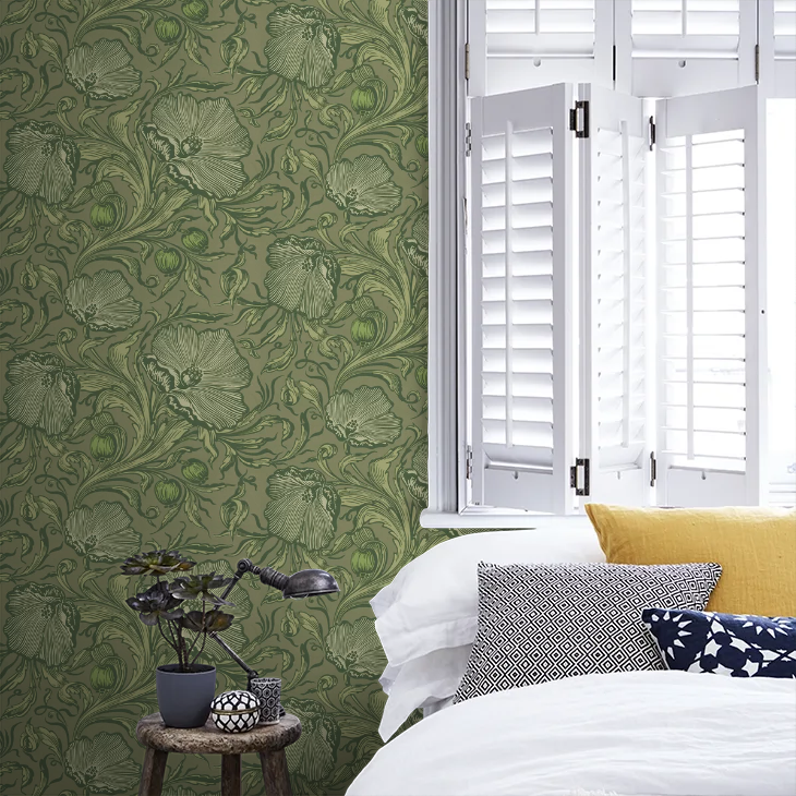0263PTSAGEG - Poppy Trail Wallpaper - Sage Green - Little Greene