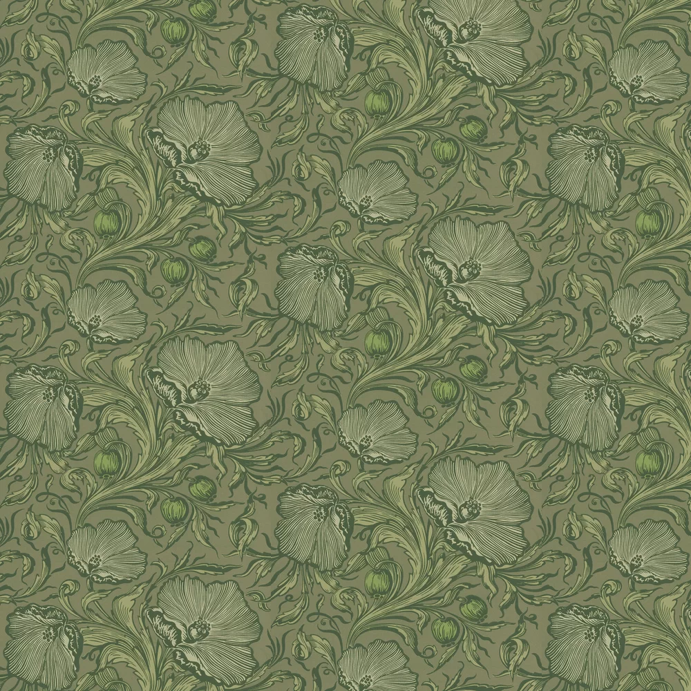 0263PTSAGEG - Poppy Trail Wallpaper - Sage Green - Little Greene