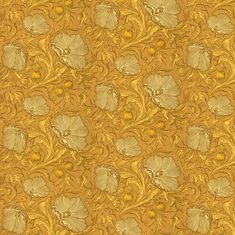 0263PTYELLO - Poppy Trail Wallpaper - Yellow Pink - Little Greene