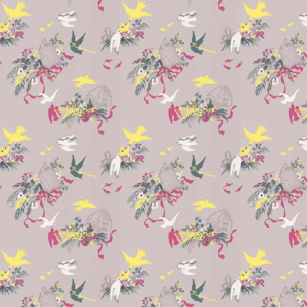 0263VOFRENC - Volieres Wallpaper - French Grey - Little Greene