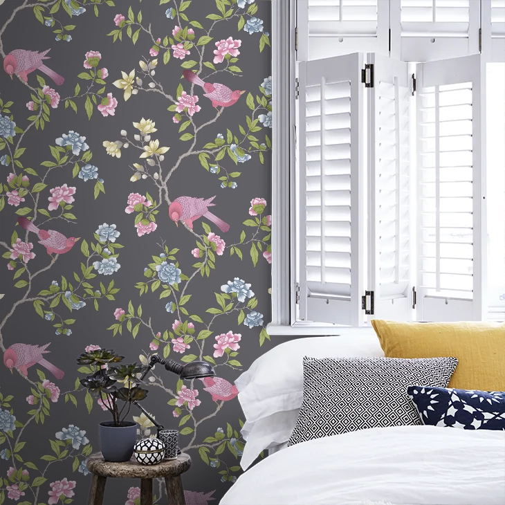 0267ADARQUE - Aderyn Wallpaper - Arquerite Dark - Little Greene