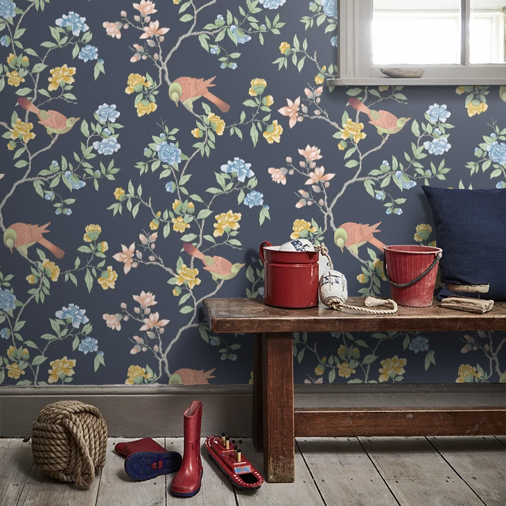 0267ADHICKS - Aderyn Wallpaper - Hicks' Blue - Little Greene