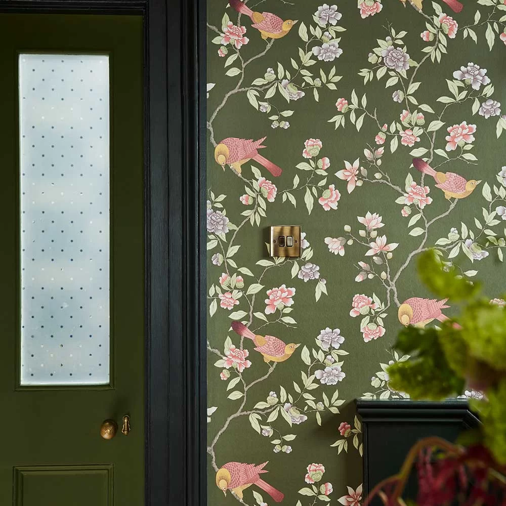 0267ADOLIVE - Aderyn Wallpaper - Olive - Little Greene