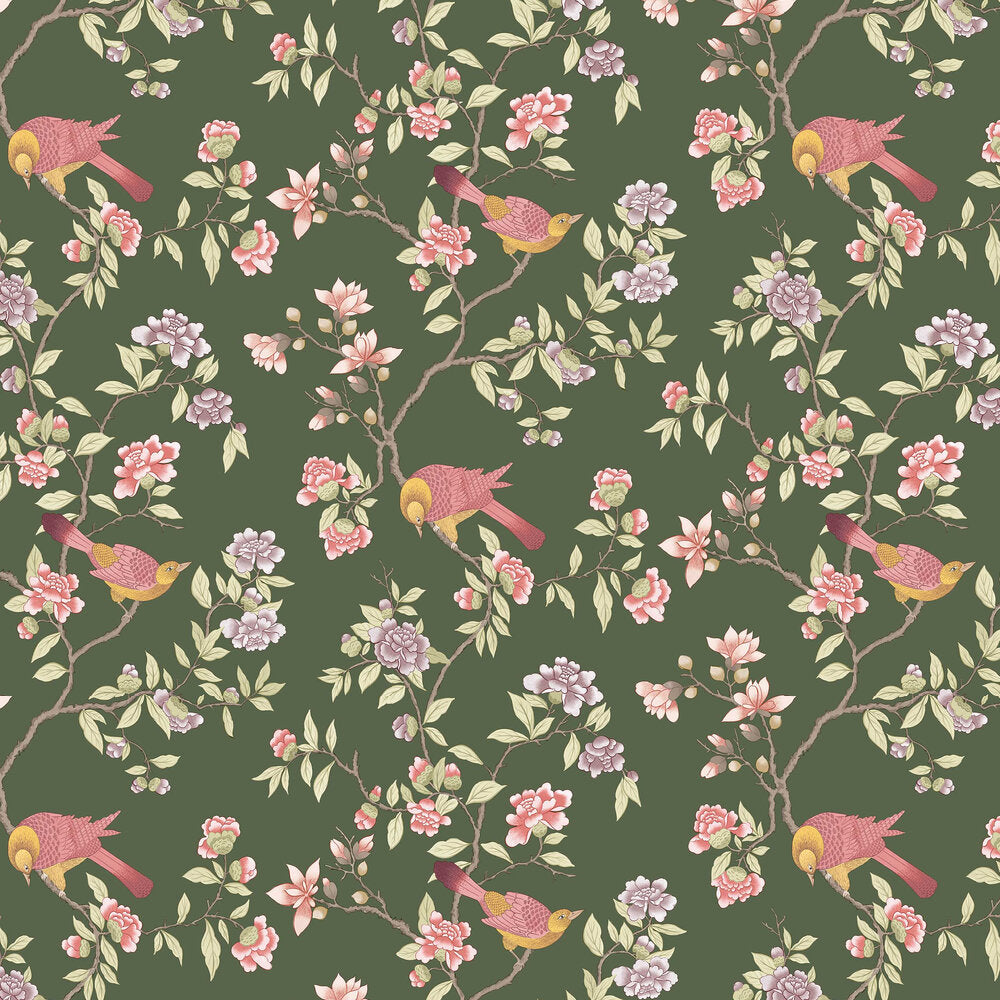 0267ADOLIVE - Aderyn Wallpaper - Olive - Little Greene