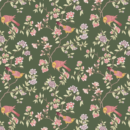 0267ADOLIVE - Aderyn Wallpaper - Olive - Little Greene