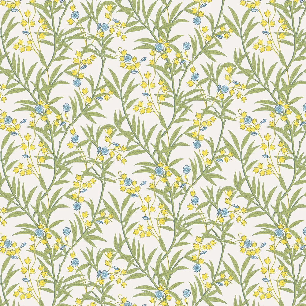 Vertider Color Bamboo Floral Wallpaper - Blue Verditer – Lionheart Wallpaper