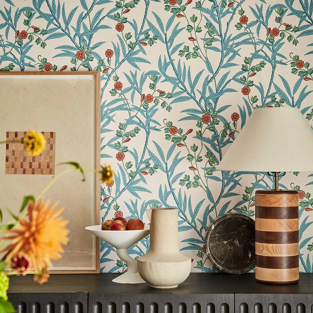 0267BAHEATZ - Bamboo Floral Wallpaper - Heat - Little Greene