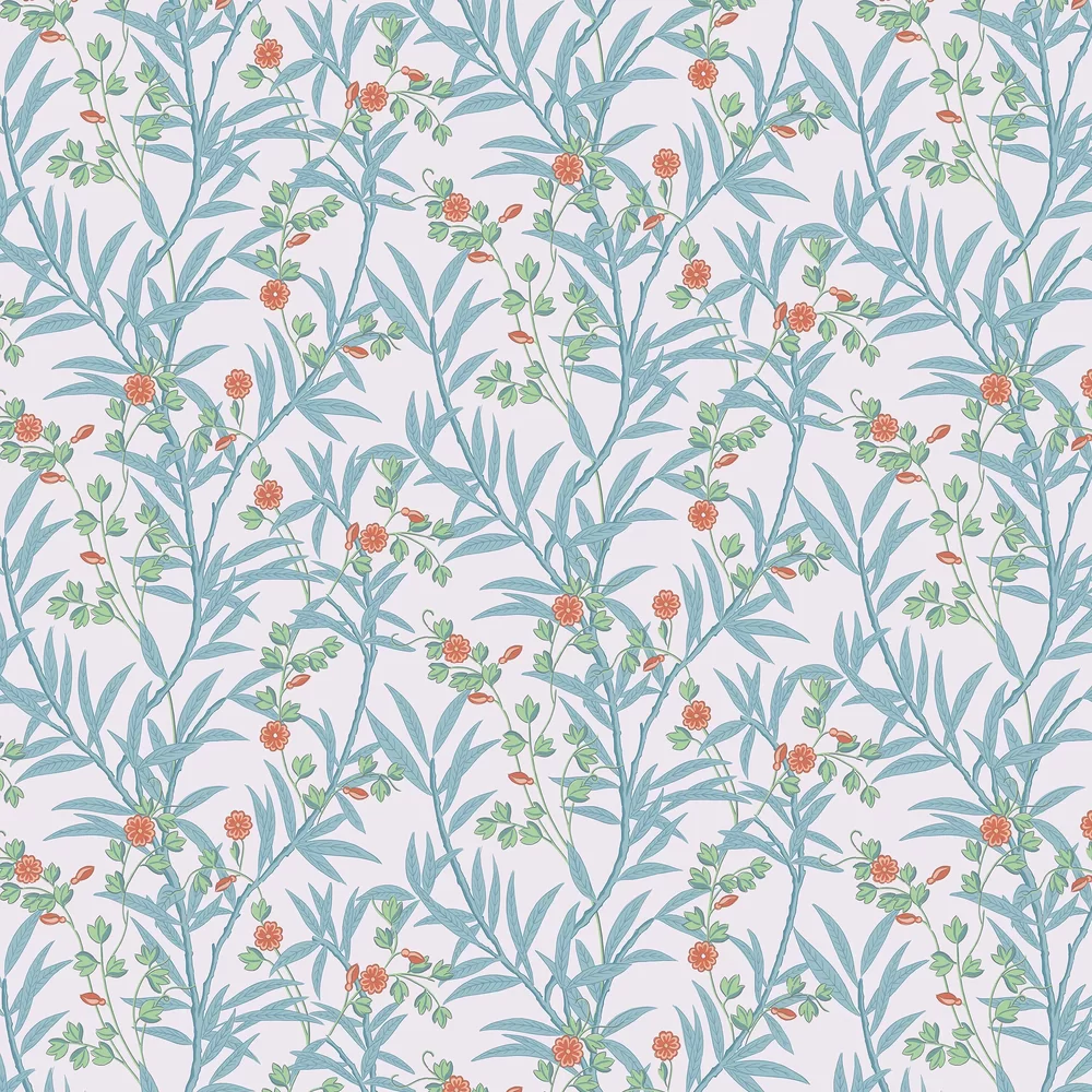 0267BAHEATZ - Bamboo Floral Wallpaper - Heat - Little Greene