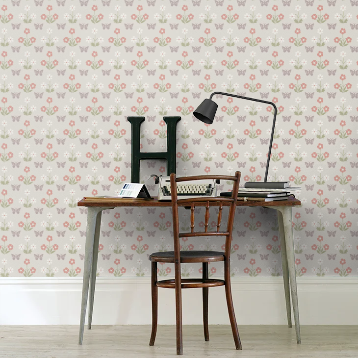 0267BUFRENC - Burges Butterfly Wallpaper - French Grey - Little Greene