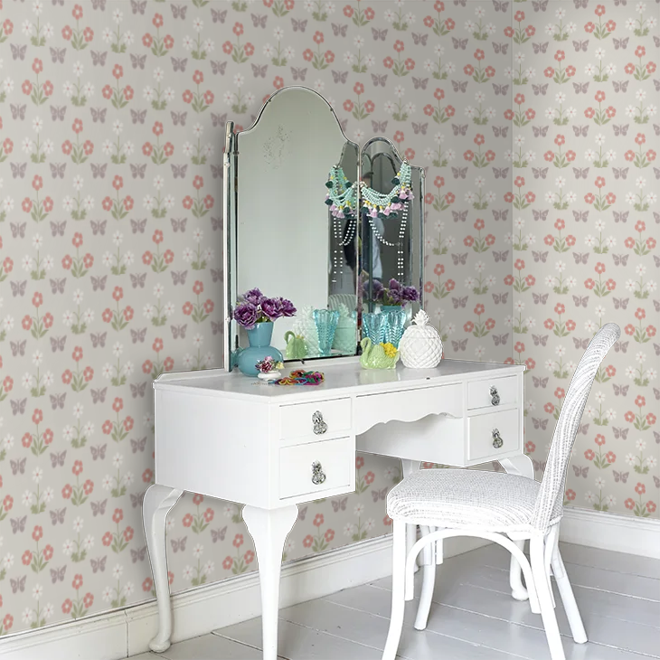 0267BUFRENC - Burges Butterfly Wallpaper - French Grey - Little Greene