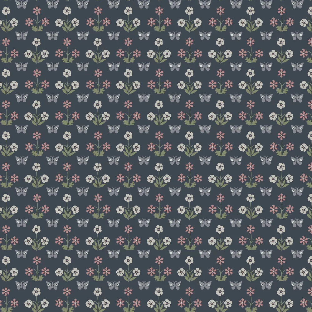 0267BUHICKS - Burges Butterfly Wallpaper - Hicks' Blue - Little Greene