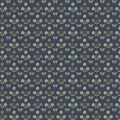 0267BUHICKS - Burges Butterfly Wallpaper - Hicks' Blue - Little Greene