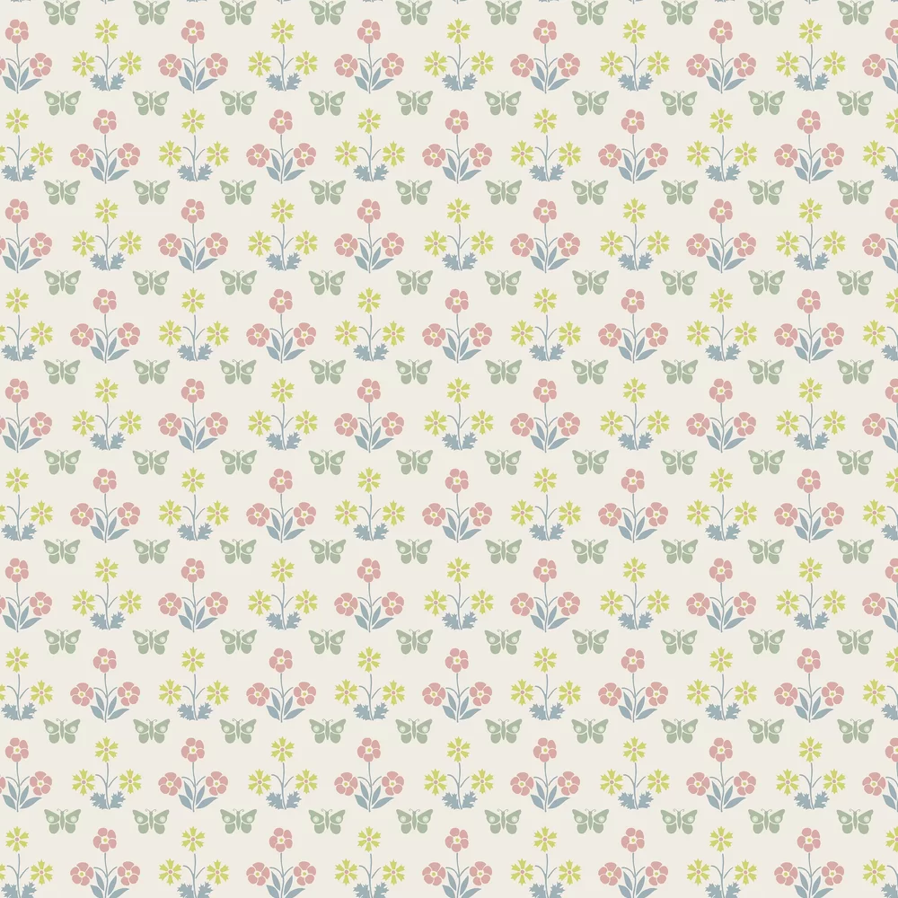 0267BUSLAKE - Burges Butterfly Wallpaper - Slaked Lime - Little Greene