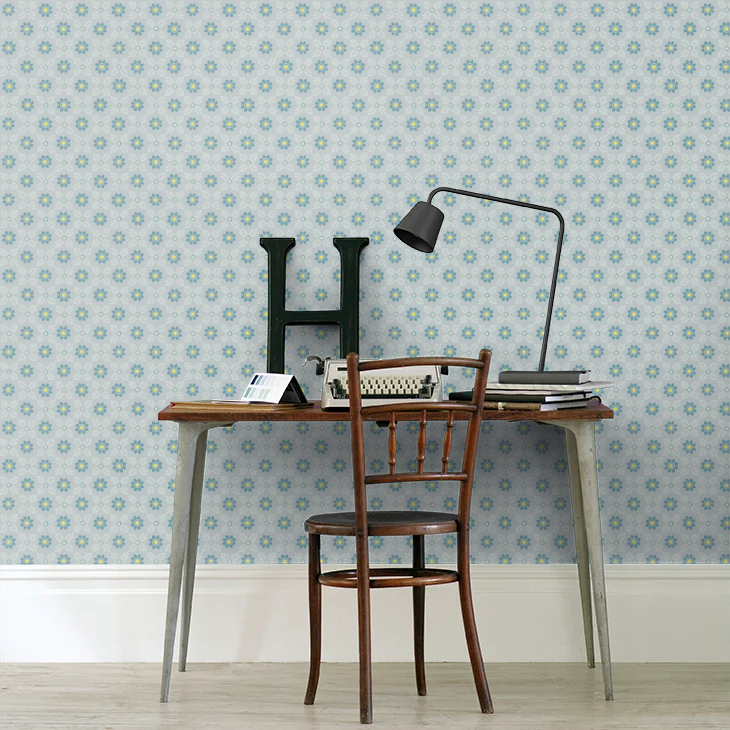 0267DIBONEC - Ditsy Block Wallpaper - Bone China Blue - Little Greene