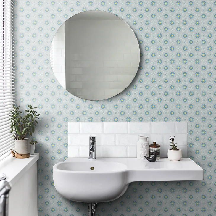 0267DIBONEC - Ditsy Block Wallpaper - Bone China Blue - Little Greene
