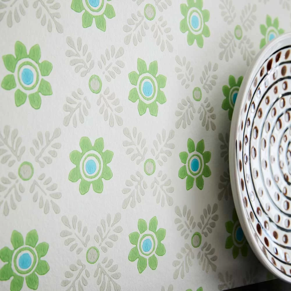 0267DIPHTHA - Ditsy Block Wallpaper - Phthalo - Little Greene