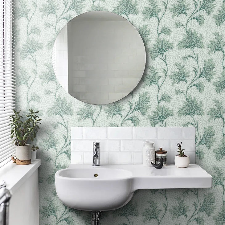 0267MOAQUAM - Mosaic Trail Wallpaper - Aquamarine - Little Greene