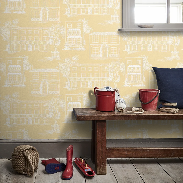 0271HAYELLO - Hampstead Wallpaper - Yellow - Little Greene