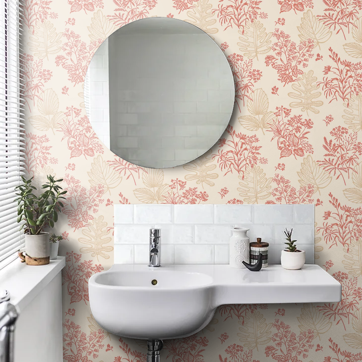 0271NRJAZZZ - Norcombe Wallpaper - Red / Beige - Little Greene
