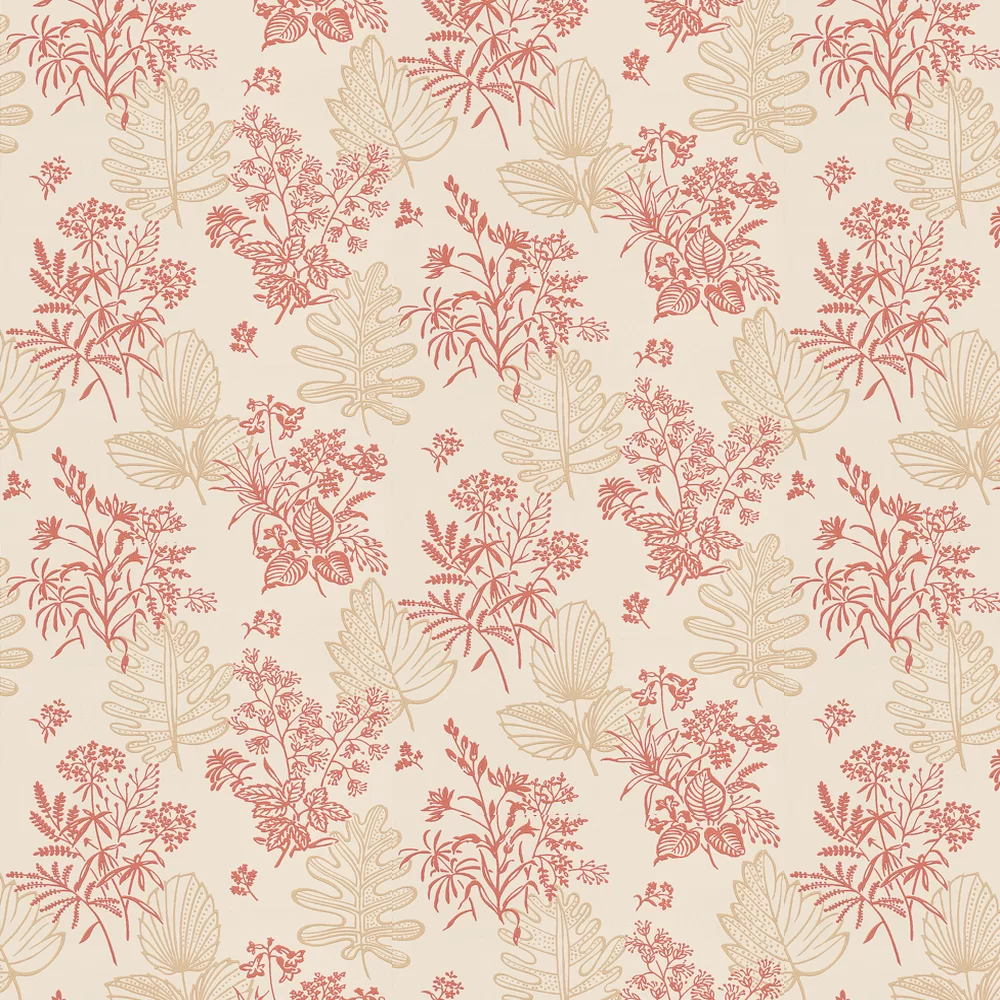 0271NRJAZZZ - Norcombe Wallpaper - Red / Beige - Little Greene