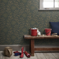 0273BEEBONY - Bedford Square Wallpaper - Metallic Gold / Charcoal - Little Greene