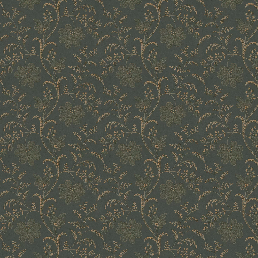 0273BEEBONY - Bedford Square Wallpaper - Metallic Gold / Charcoal - Little Greene