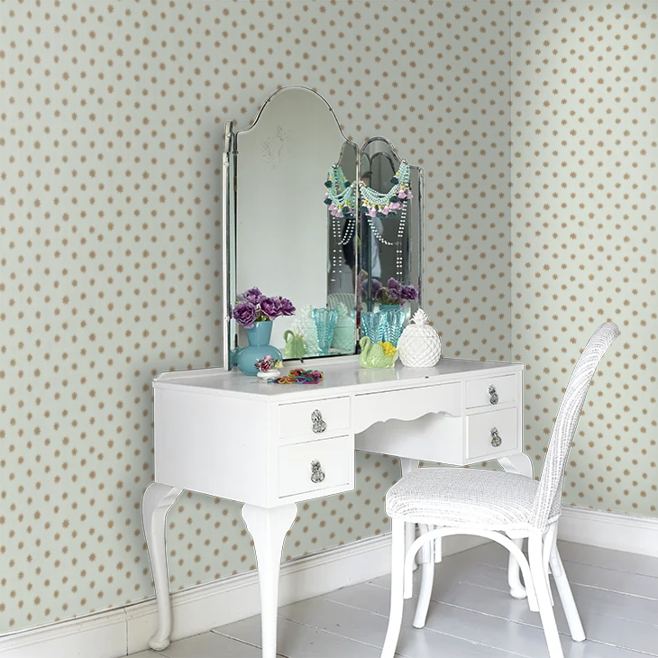 0273LGBERYL - Lower George Street Wallpaper - Gold / Duck Egg - Little Greene