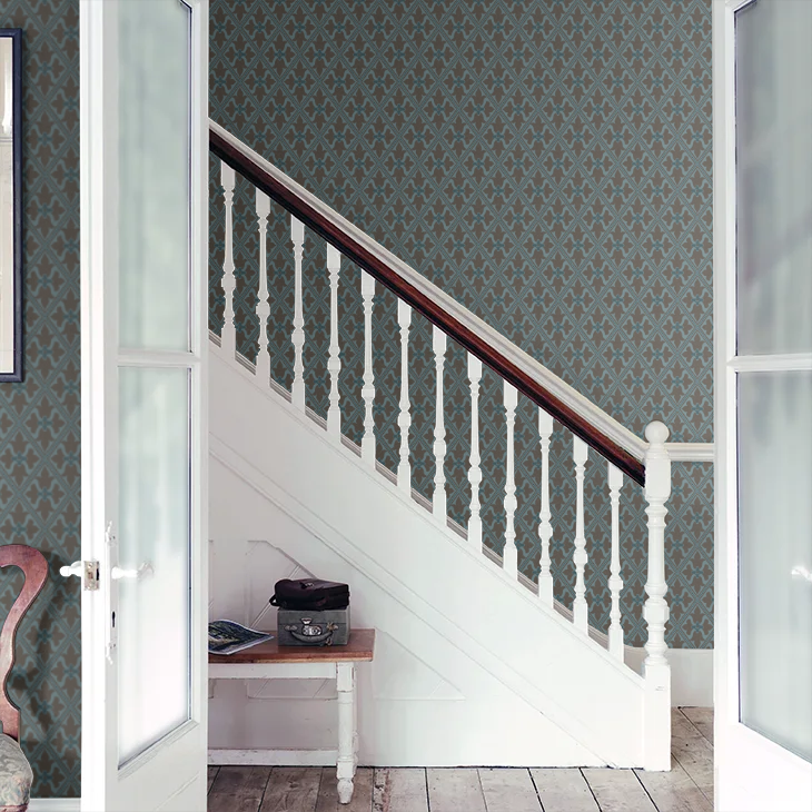 0277BACELES - Bayham Abbey Wallpaper - Blue - Little Greene