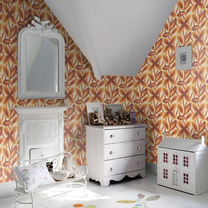 0280STMARIG - Starflower Wallpaper - Orange - Little Greene