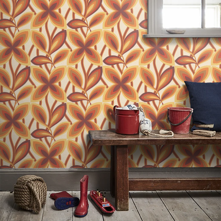 0280STMARIG - Starflower Wallpaper - Orange - Little Greene