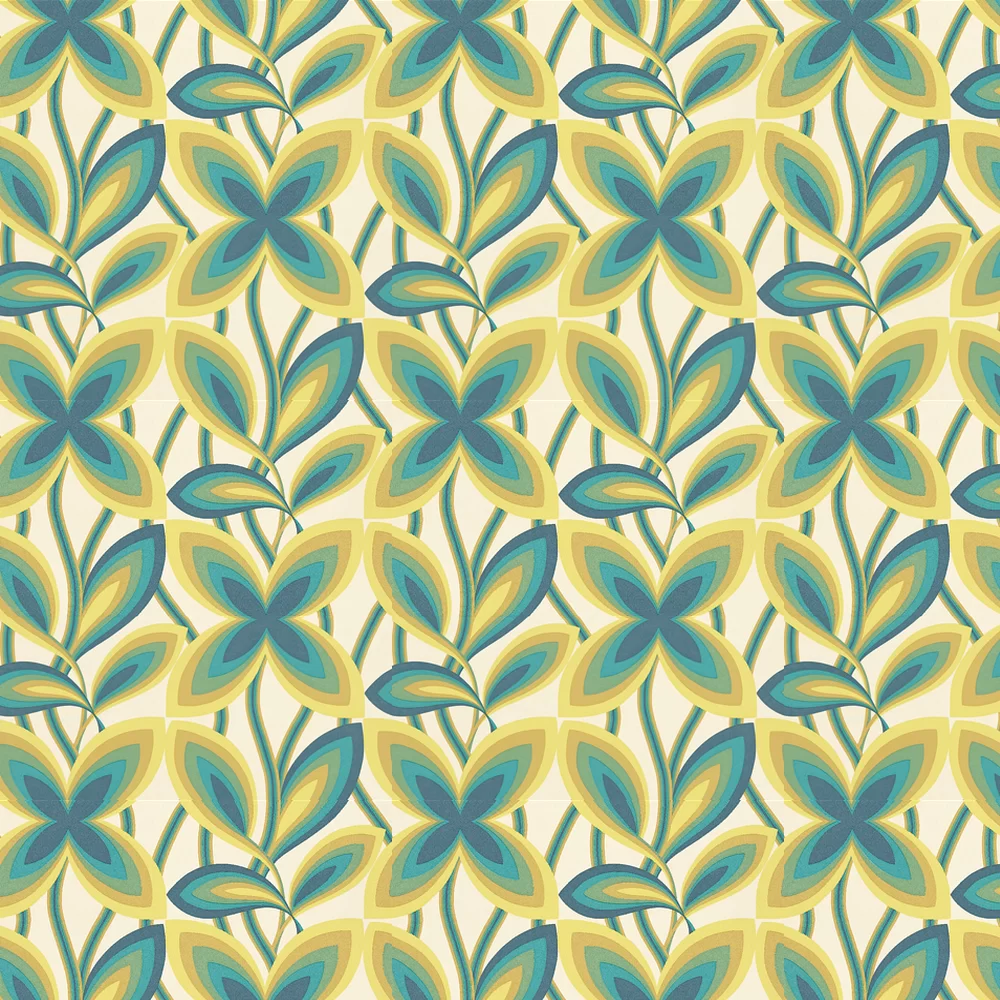 0280STPEACO - Starflower Wallpaper - Peacock / Yellow - Little Greene