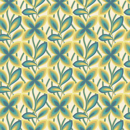 0280STPEACO - Starflower Wallpaper - Peacock / Yellow - Little Greene