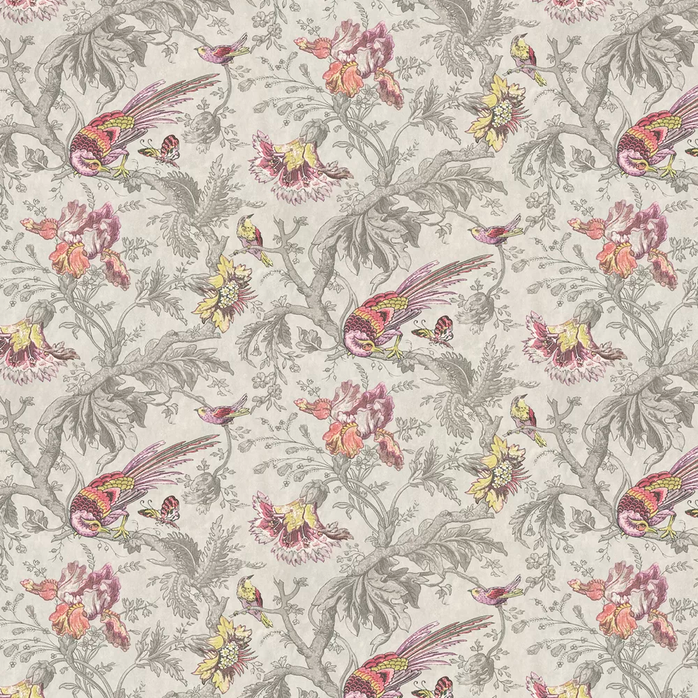 0282CWCHARM - Crowe Hall Lane Wallpaper - Pink / Green / Grey - Little Greene